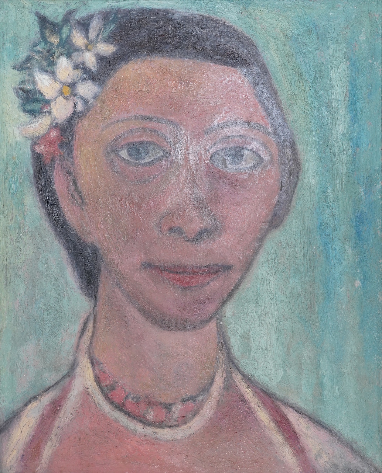 After Paula Modersohn-Becker (German, 1876-1907), oil on canvas, Portrait of a girl, 47 x 37cm. Condition - good, some surface dirt and minor craquelure
